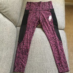 NWT TKO Purple & Black Print Leggings, Size L